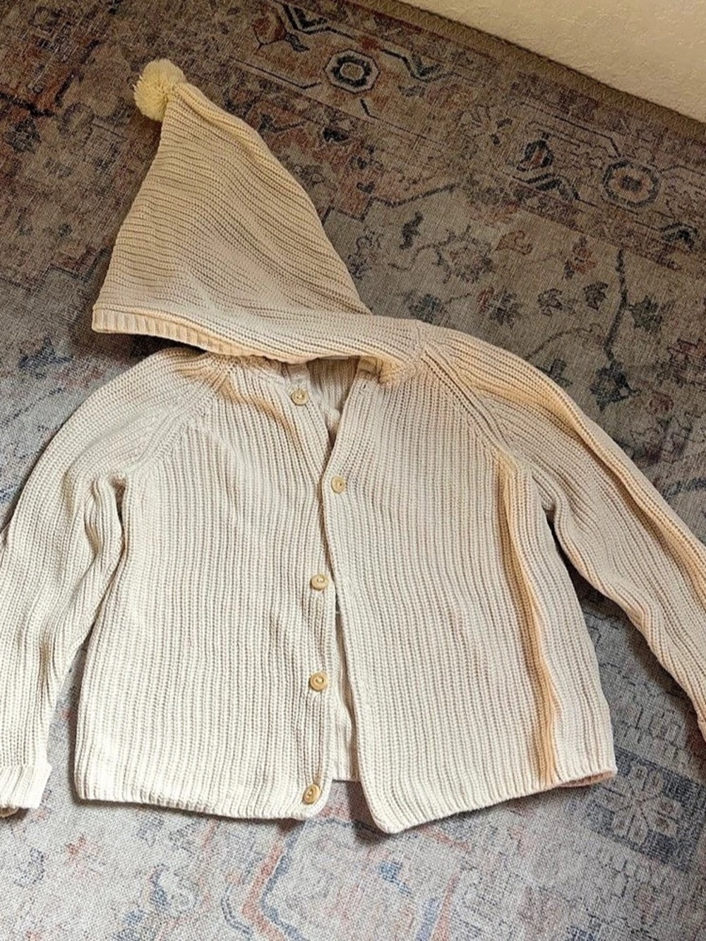 H&M pixie Hooded Cardigan Girls 3-4Y Cream
